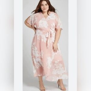 Lane Bryant Pink and White Dress